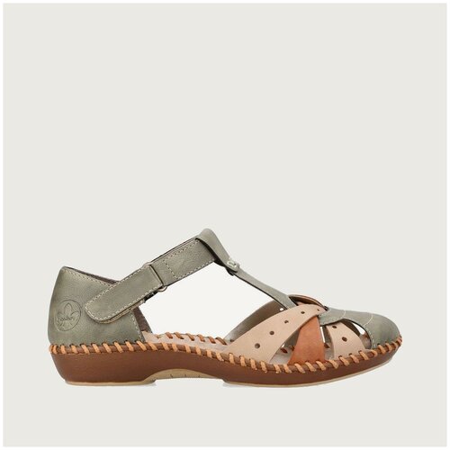 фото Босоножки rieker, размер 37, мультиколор, зеленый