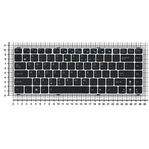 Клавиатура для ноутбука Asus U20 русская черная с серебристой рамкой 233000₽