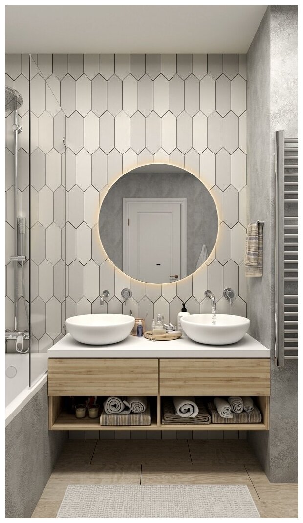 Зеркало для ванной комнаты Континент серии "Ajour" D 645 с бесконтактным сенсором, теплая подсветка 4660124906709 - фотография № 8