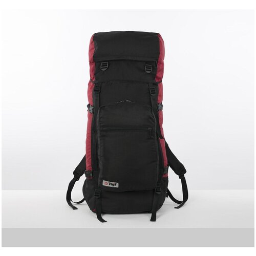 фото Рюкзак туристический, 80 л, отдел на шнурке, наружный карман, 2 боковые сетки, цвет чёрный/вишня (1 шт.) promarket