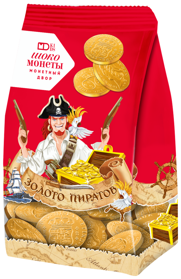 Мешочек с шоколадными монетами монетный двор Золото Пиратов