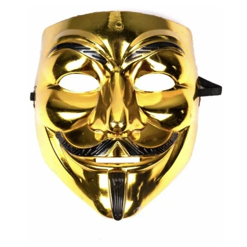 маска анонимуса пластиковая гай фокс перламутровая белая Маска Анонимуса / пластиковая Гай Фокс Золотая