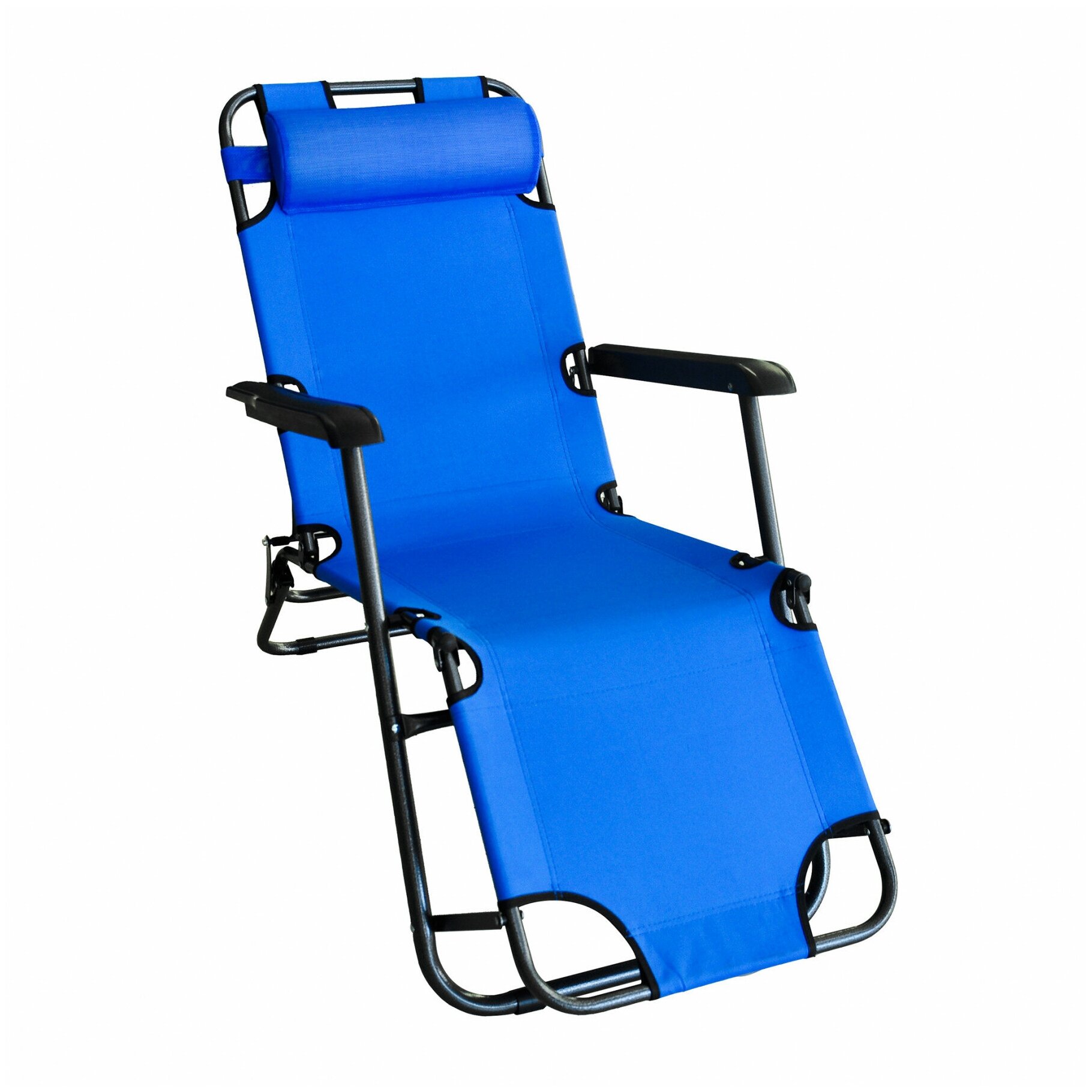 Кресло-шезлонг складное, синее - фотография № 1