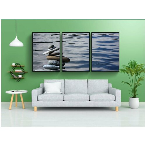 фото Набор модулных постеров для интерьера "дзен, камни, баланс" 60x90 см. в тубусе, без рамки lotsprints