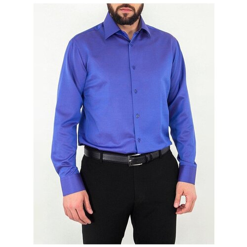 фото Рубашка мужская длинный рукав greg 263/399/1079/z/1, полуприталенный силуэт / regular fit, цвет синий, рост 174-184, размер ворота 39