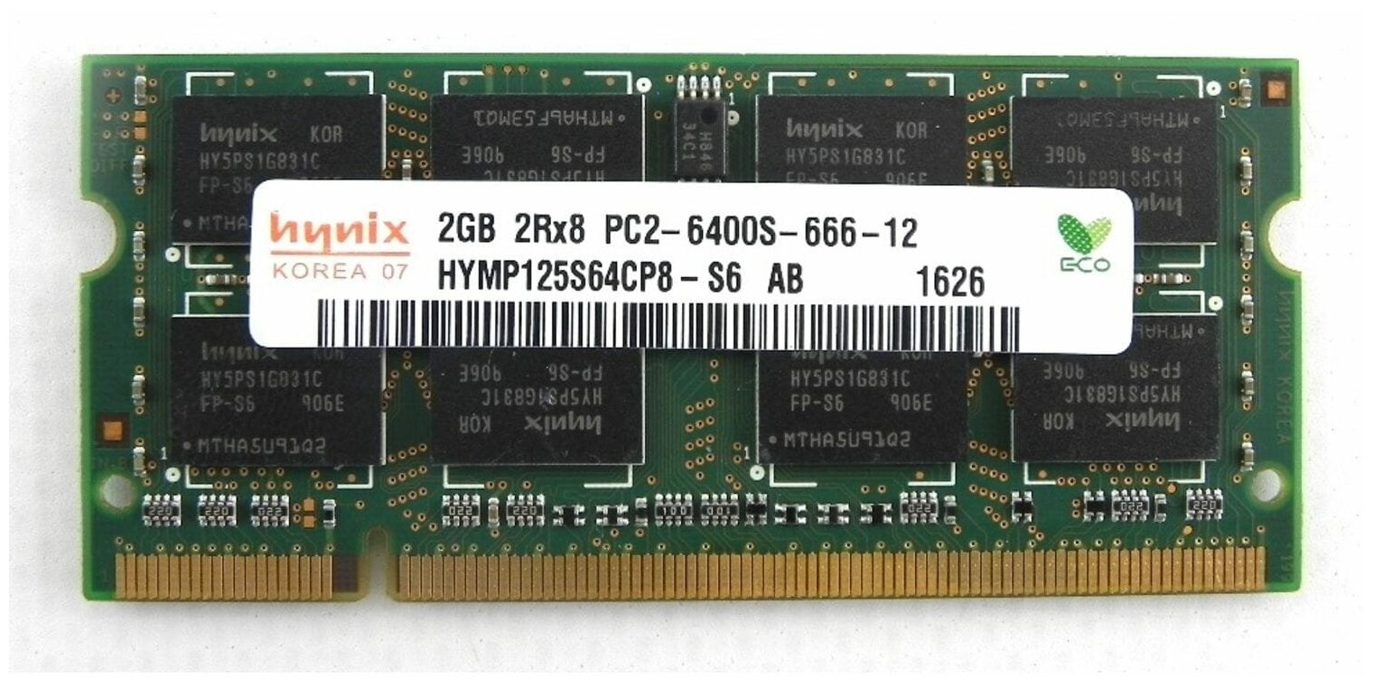 Оперативная память 2 ГБ 1 шт. Hynix DDR2 800 SO-DIMM 2Gb