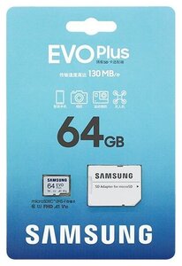 Карта памяти Samsung EVO Plus 64GB micro SDXC UHS-I класс 10 U1 FHD A1 V10 + SD Адаптер