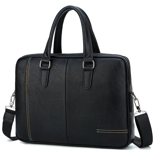 фото Сумка-портфель mypads pl815 jeep из качественной импортной эко-кожи для ноутбука macbook pro air xiaomi lenovo hp asus 12 / 12.5 / 12.6 дюйма европейский молодежный дизайн вместительная с раздельными главными отделениями мужская женская сумка черного цвета