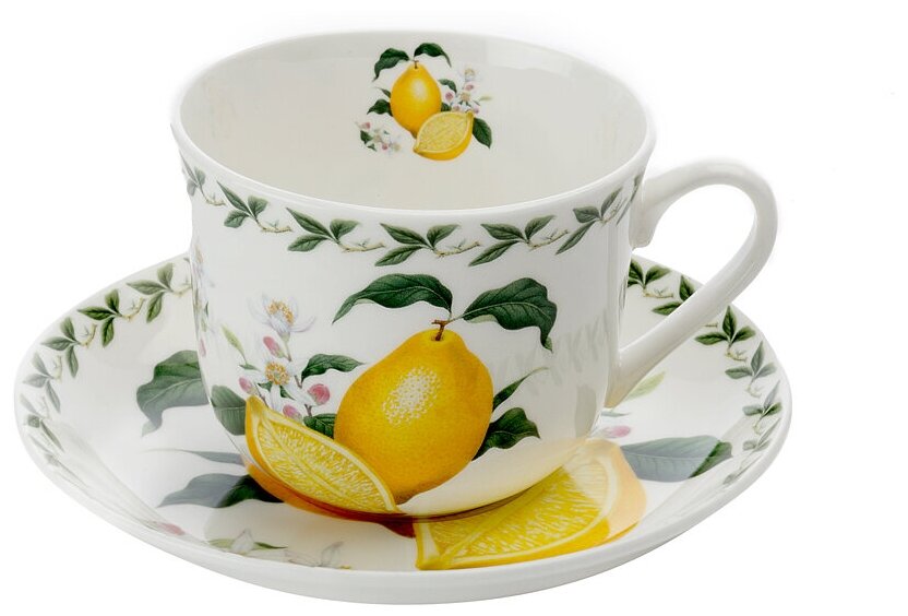 Чашка с блюдцем Лимон серия Фруктовый сад Maxwell & Williams MW637-PB8108 0.48л Костяной фарфор