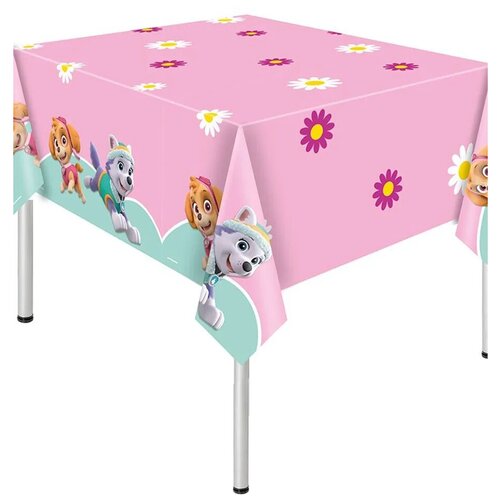 Скатерть для праздника полиэтиленовая Procos Щенячий патруль Эверест и Скай, розовая, 120х180 см1