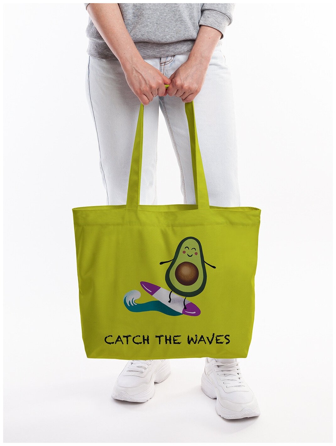 Текстильная женская сумка JoyArty "Авокадо в отпуске" на молнии для пляжа и фитнеса - фотография № 1