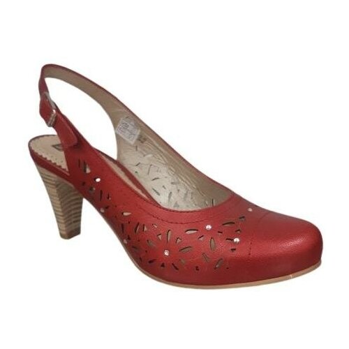 Туфли PieSanto женские (арт 2277) открытые перламутрово-красные из натуральной кожи, размер 39