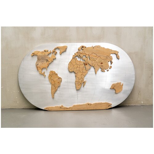 Карта World Map Aluminum and Wood