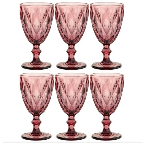 Набор бокалов для вина , 340 мл, 6 шт, розовый