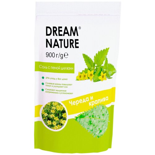 Dream Nature Ароматизированная соль с пеной для ванн, череда и крапива, 900 г