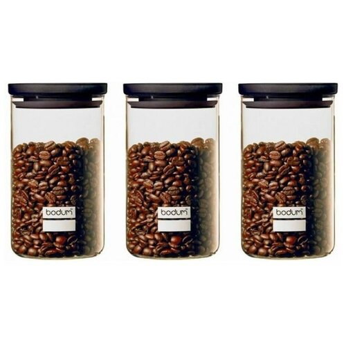 Набор банок для хранения Yohki 1 л., 3 шт., чёрные