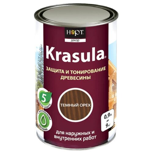 KRASULA (красула) Защитно-декоративный состав Тёмный орех 0,9 л