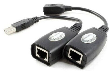 Удлинитель USB2.0 Am-Af по витой паре Cablexpert USB AM-AF/RJ45Fx2 кабель до 30 метров - чёрный