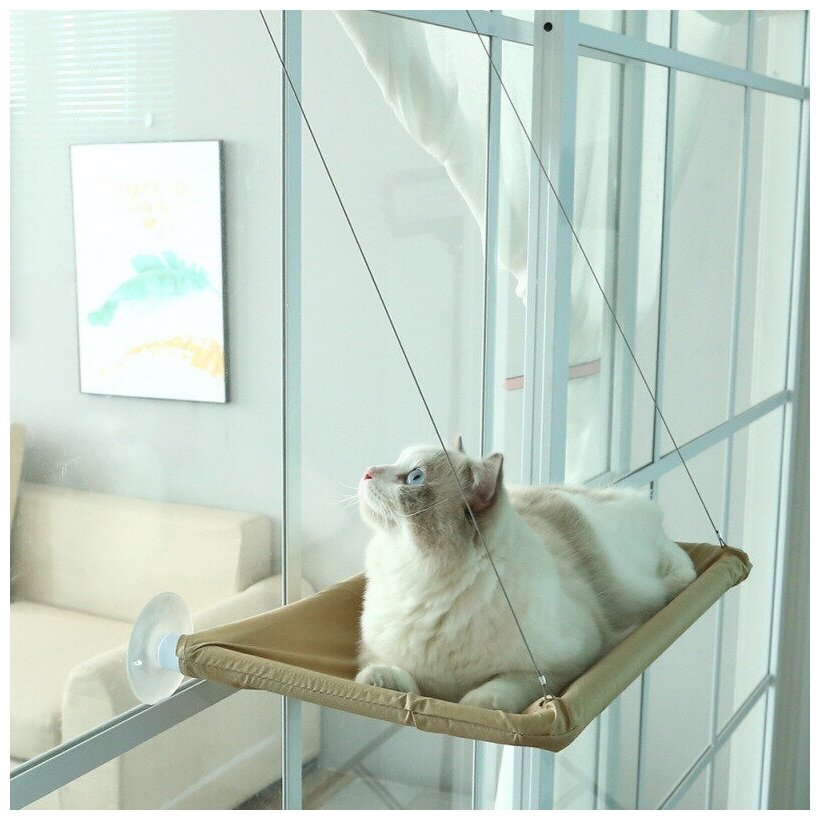 Мягкий подвесной оконный гамак для кошек котов собак, подушка лежанка для домашних животных на окно, бежевый, Universal-Sale