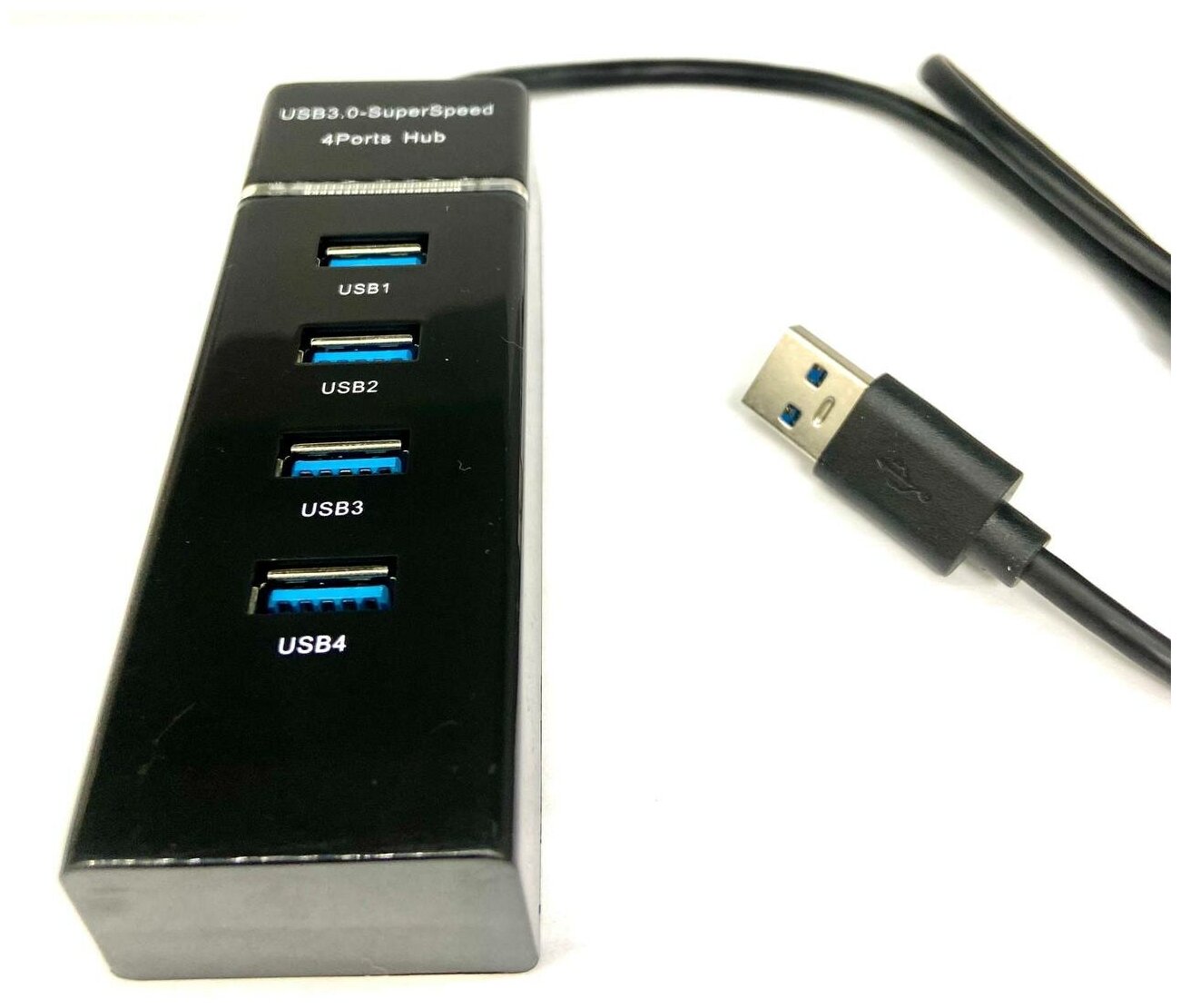 USB Hub провод 30см, USB-концентратор USB 3.0 на 4 порта, HUB разветвитель портативный 480MBPS, USB-ХАБ для периферийных устройств, черный