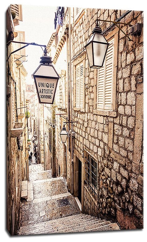 Картина Уютная стена "Узкая улочка с крутой лестницей в Дубровнике. Хорватия" 40х60 см