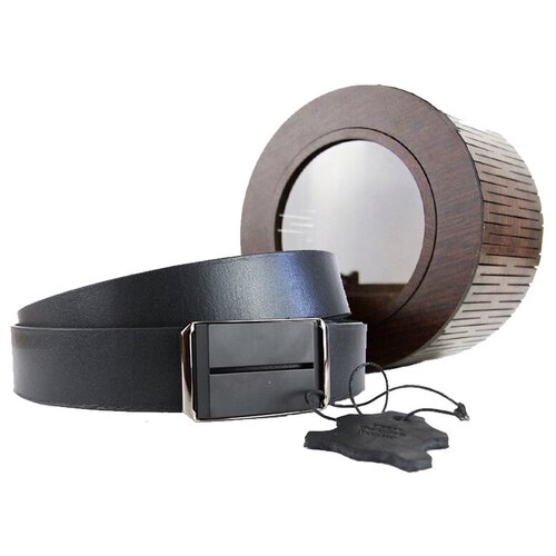 фото Мужской кожаный ремень в деревянном футляре wild bear rm-026f black premium (125 см)