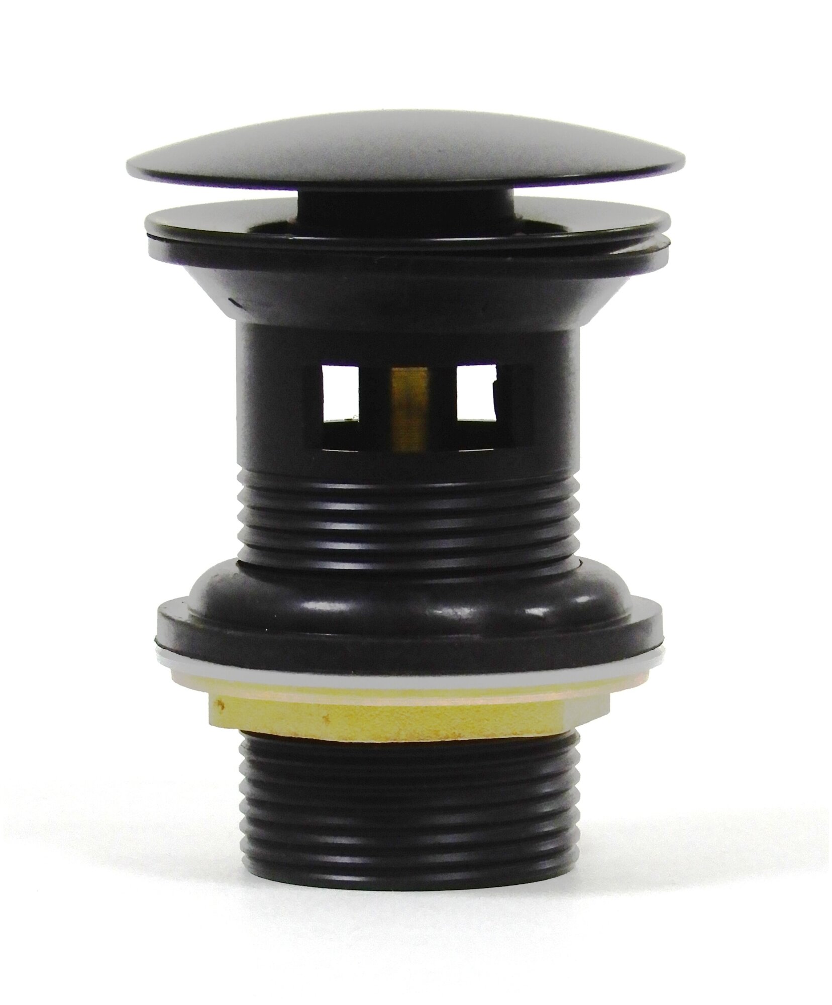 Донный клапан черный матовый для раковины с внутренним переливом CeramaLux ВВ-005