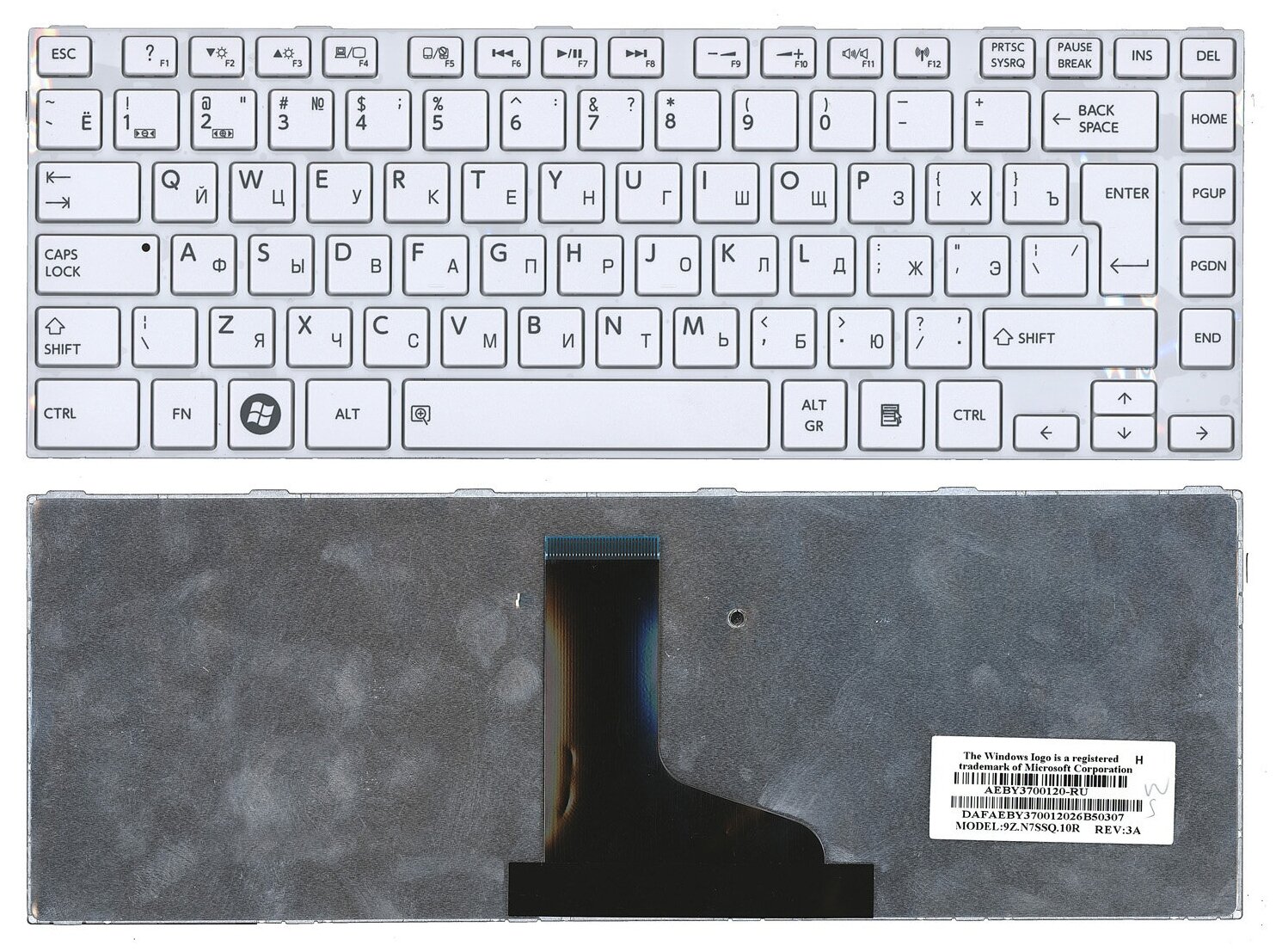 Клавиатура для ноутбука Toshiba Satellite L845D белая 1600₽