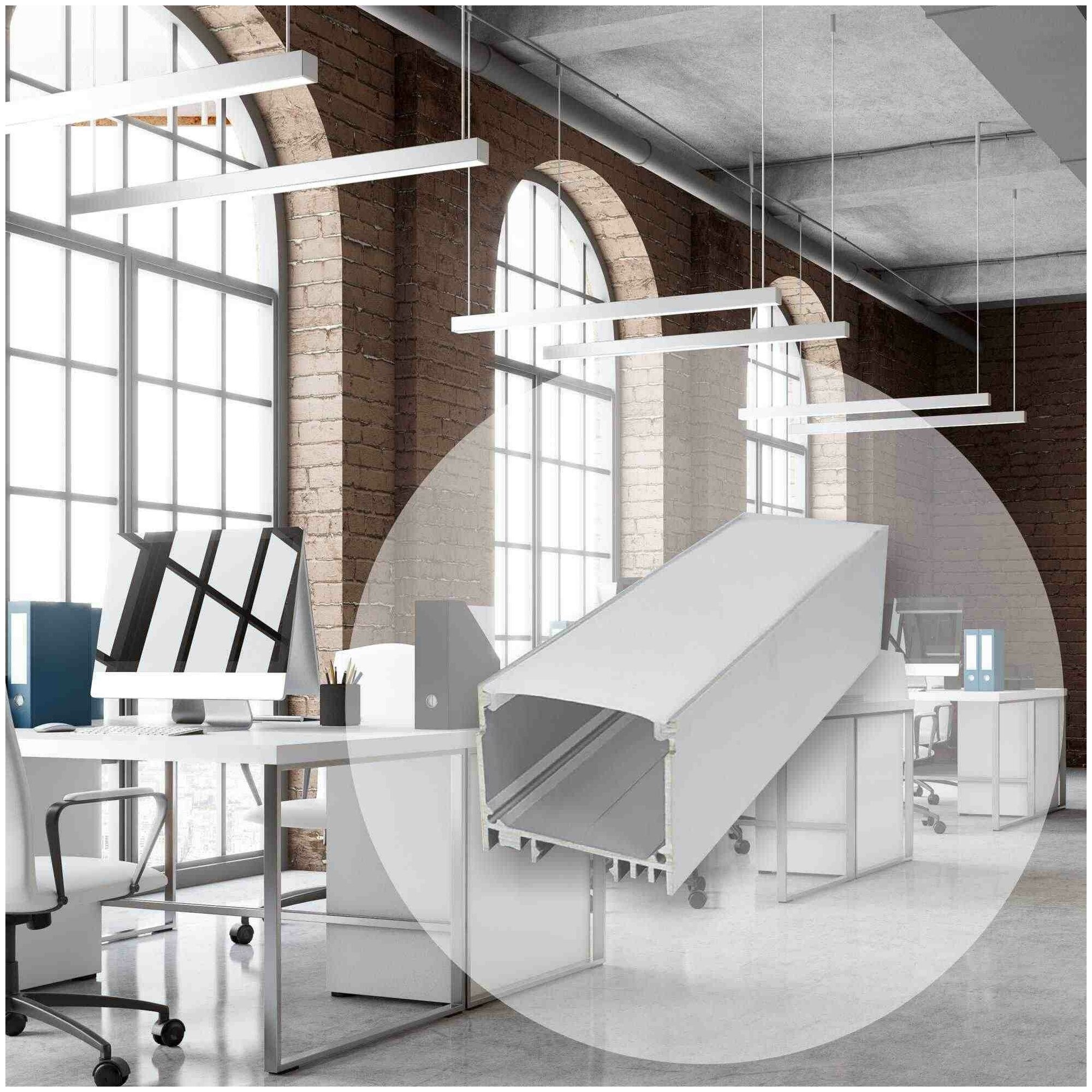 П-образный алюминиевый профиль для установки светодиодной ленты с матовым белым рассеивателем / Профиль для врезного/накладного монтажа LED ленты шириной до 25 мм / серебро / 2 заглушки