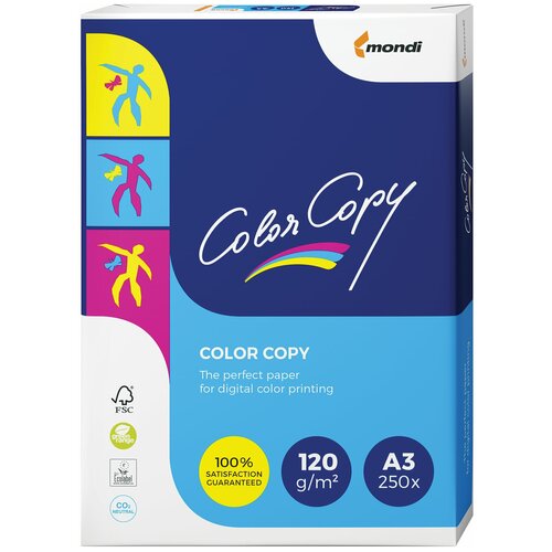 Бумага COLOR COPY, большой формат (297х420 мм), А3, 120 г/м2, 250 л, для полноцветной лазерной печати, А++, Австрия, 161% (CIE)