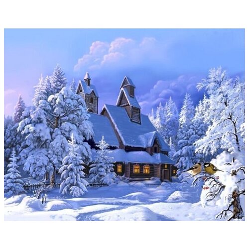 Алмазная мозаика Colibri Терем в снегу 40х50 см Круглая 848₽
