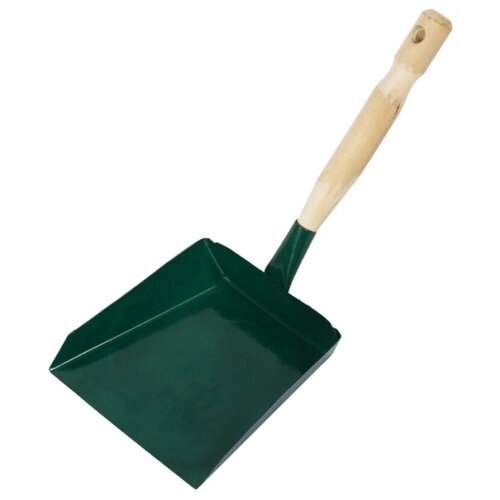 Совок хозяйственный металлический 19х18,5 см с деревянной ручкой 30 см