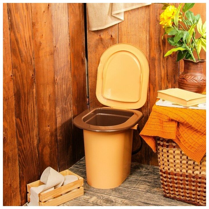 Ведро-туалет, h = 40 см, 17 л, со съёмным горшком, коричневое (1шт.) - фотография № 3