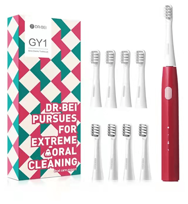 Электрическая зубная щетка Dr.Bei YMYM GY1, красный (8 насадок)