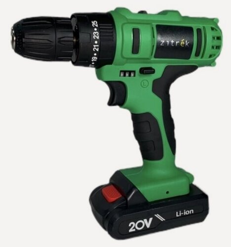 Изображение товара Дрель-шуруповерт аккумуляторная Zitrek Crusher 21-Li (20В, Li-ion аккум. 2шт, ЗУ, кейс, бита) 063-4055