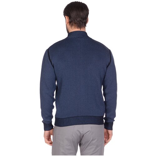 Кардиган мужской на молнии, MODCLICK, арт. 2329-4, хлопок, плотная вязка, тесное переплетение нитей, цвет темно-синий/голубой, размер 56