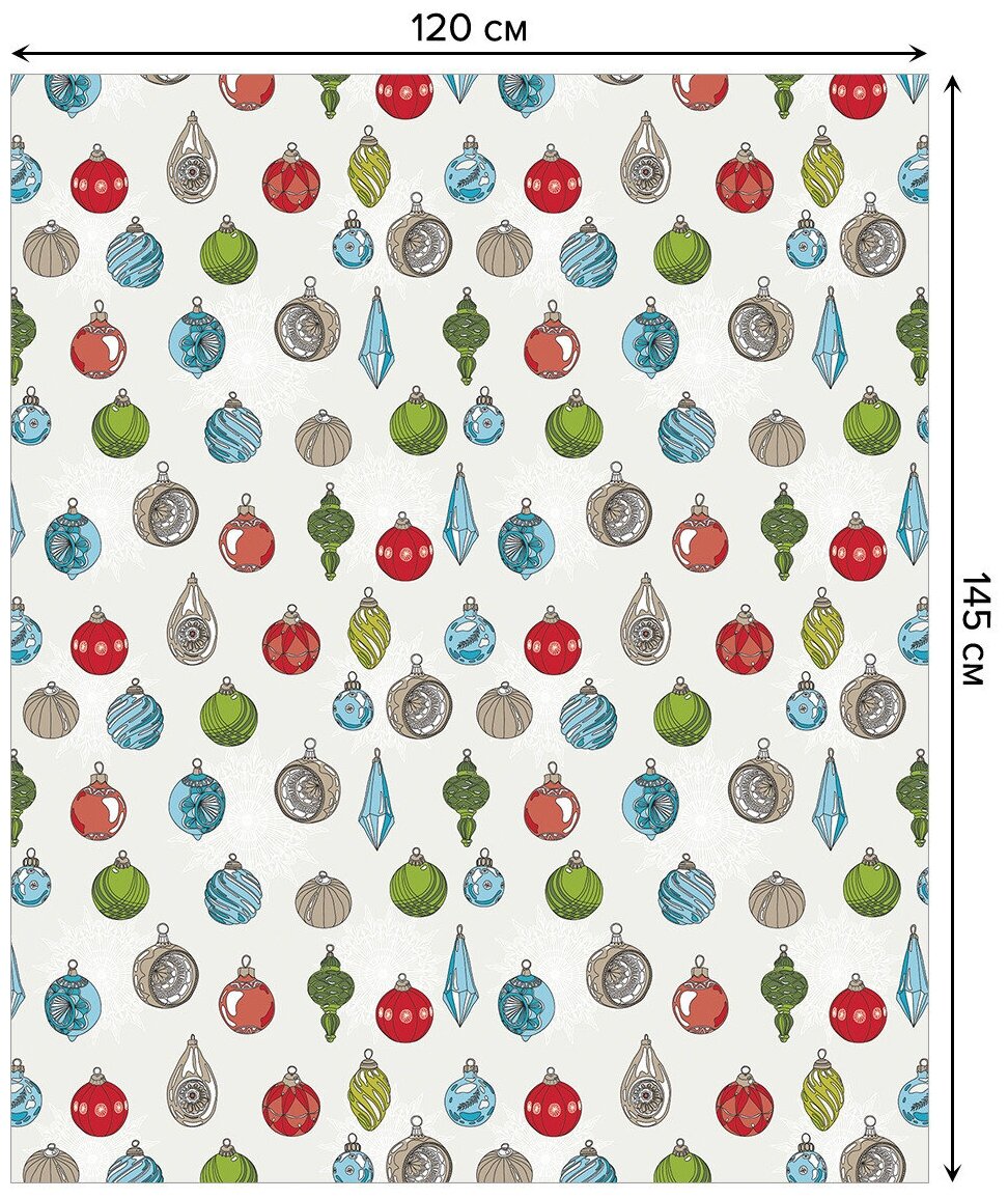Скатерть прямоугольная JoyArty "Елочные игрушки" из сатена, 120x145 см