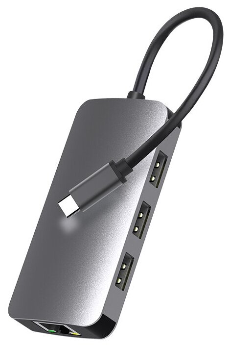 USB Type-C HUB ELfoC LM3123-35-6 Хаб 6 в 1, разветвитель, концентратор HDMI(4K30Hz) + USB3.0x3 + PD100W USB C + RJ45 Task Force (1000Mb)