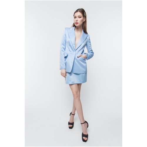 Пиджак однобортный голубой из тафты ANNAIVANOVA