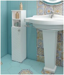 Шкаф для ванной комнаты, REGENT style, ШТСоната 2н, белый, левый, 95*20*19