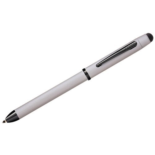 Многофункциональная ручка Cross Tech3+ Brushed Chrome со стилусом 8мм, латунь, покрытие-хром, гравировка, детали дизайна-полированное покрытие черного цвета AT0090-21