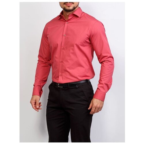 фото Рубашка мужская длинный рукав greg 620/139/alt ro/z, полуприталенный силуэт / regular fit, цвет бордовый, рост 174-184, размер ворота 44