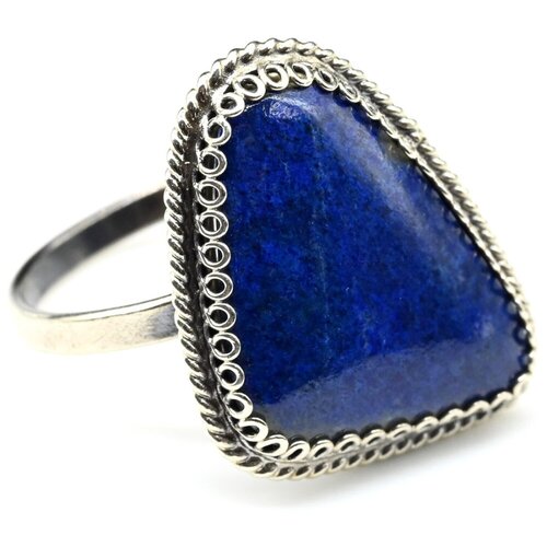 Кольцо Радуга Камня, лазурит, размер 18, синий, белый кольцо радуга камня лазурит размер 18 черный синий
