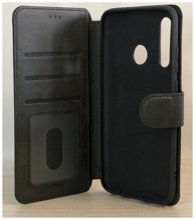 Чехол книжка для Honor 10i / 20i / Huawei P Smart Plus 2019 кожаный черный с магнитной застежкой