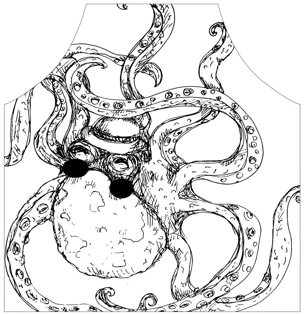 Фартук кухонный JoyArty "Танцующий осьминог", универсальный размер для женщин и мужчин - фотография № 3