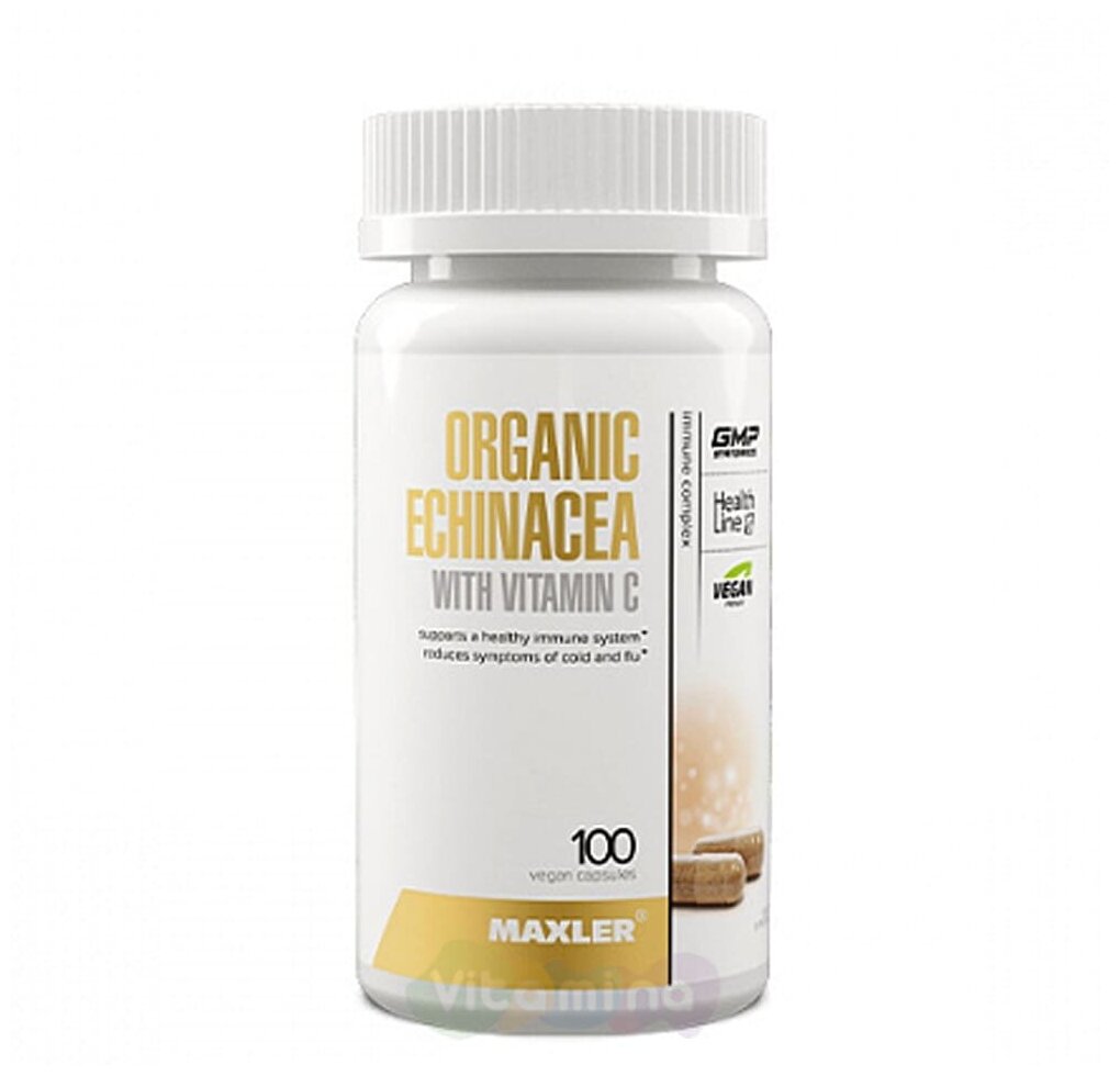 Maxler Эхинацея с Витамином С Organic Echinacea with Vitamin C, 100 капсул