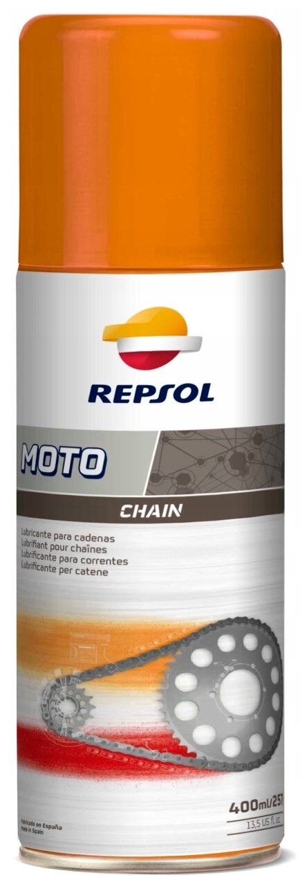 REPSOL 6104/R Смазка-спрей цепи для мотоциклов REPSOL 0,4л MOTO CHAIN (аэрозоль)
