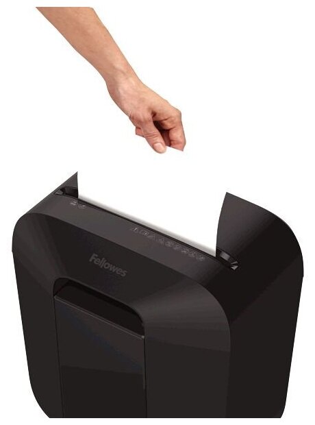 Шредер Fellowes PowerShred LX25 черный (секр P-4)/перекрестный/6лист/115лтр/скрепки/скобы/пл карты