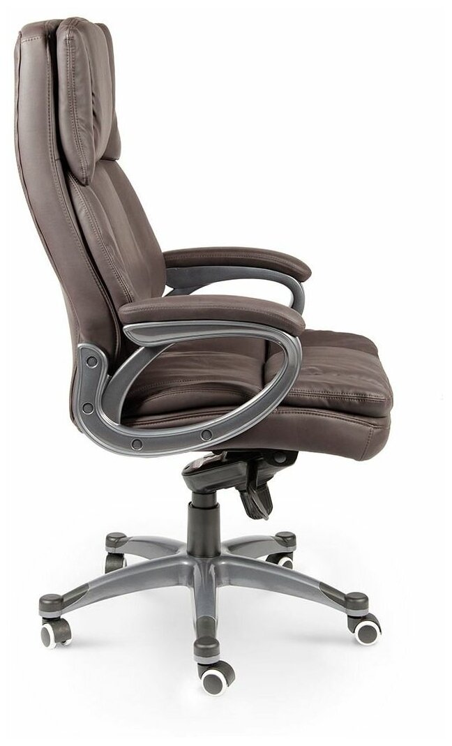 Компьютерное кресло Norden Мэдисон (brown) серый пластик / темно-коричневая экокожа