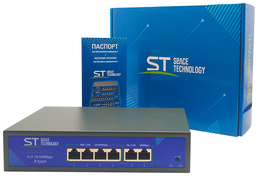 Коммутатор неуправляемый Space Technology ST-S45POE (2M/78W/A)